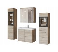Set da bagno sospeso opaco con lavabo, colonne e specchio San Remo