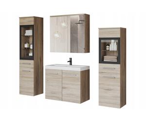 Set da bagno sospeso opaco con lavabo, colonne e specchio San Remo