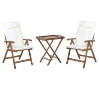 Set da balcone con 2 sedie da giardino regolabili in legno di acacia e cuscini b