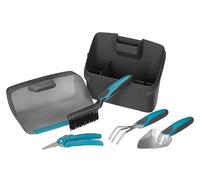 Set da Balcone Gardena City Gardening: Cassetta con Paletta di Raccolta e Kit da 4 Pezzi, Trapiantatore Stretto, Ragno, Forbici e Scopino (8970-20)