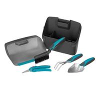 Set da Balcone Gardena City Gardening: Cassetta con Paletta di Raccolta e Kit da 4 Pezzi, Trapiantatore Stretto, Ragno, Forbici e Scopino (8970-20)