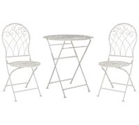 Set da balcone per esterni 3 pezzi Tavolo e sedie in metallo bianco con effetto