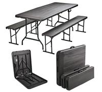 Set Da Banchetto Pieghevole In Legno Per Campeggio 3 Pezzi 180Cm