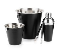 Set da bar con shaker, in acciaio, nero, 4 pezzi.