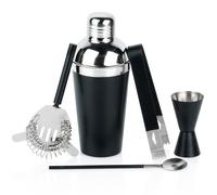 Set da bar con shaker, in acciaio, nero, 5 pezzi.