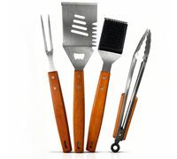 Set da barbecue per uomini, regalo - Set di posate per barbecue in acciaio inox, spatola 3 in 1 e spazzola per la pulizia, ideale per uomini, regali per barbecue per uomini (senza valigetta di legno)