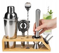 SET DA BARMAN 10 IN 1 per DRINK con supporto in BAMBÙ, REGALO ESTIVO PER FESTE