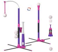 Set da baseball 3 in 1 per bambini dai 3 ai 5 anni, supporto per palline a T, tee da appendere, lanciatore di palline e 6 softball, altezza regolabile, regalo sportivo per interni ed esterni, per