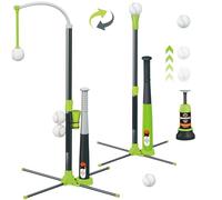 Set da Baseball 3 in 1 per Bambini, Rastrelliere per Palline da Battuta da Baseball Sospese in Altezza Regolabile con 2 Mazze, Supporto per Colpire il Baseball, Lanciatore di Palline per i più Piccoli