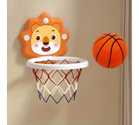 Set da basket con canestro a tema cartoni animali per bambini, include mini pallone da basket e pompa d'aria - montabile a parete, per uso interno/esterno, adatto per bambini di età 3+ anni 1 pz Leone