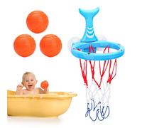 Set da basket giocattolo da bagno - cerchio da basket da bagno | Giocattolo da interattivo | Design di una tazza di aspirazione forte, 5 palline incluse, stile cartoni animati, promuove l'attivi
