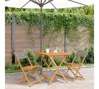 Set da Bistrot 3 pz Grigio in Polyrattan e Legno Massello Set Salotto Da Esterno Tavolo E Sedie Da Esterno Tavolo Da Esterno Con Sedie Poltrone Da Giardino per Piscina Balcone Cortile Giardino