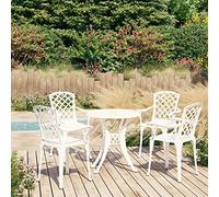 Set da bistrot a 5 Pezzi in Alluminio pressofuso Bianco, Resistente alle intemperie, con 4 sedie e Tavolo, Elegante complemento d'arredo per Esterni, Patio e Balcone.