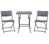 Set da bistrot con tavolo e 2 sedie in materiale sintetico Gambe in acciaio grig