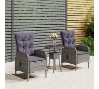 Set da Bistrot per Giardino 3 pz in Polyrattan Grigio