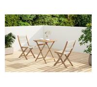 Set da bistrot pieghevole in legno di acacia FSC con intreccio in corda beige - 2 persone - MAKENA