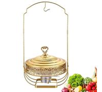 Set da buffet con scaldavivande dorato, fornello da pranzo con coperchio sospeso dorato, set for servire e scaldare il buffet, scaldavivande in acciaio inossidabile for catering, set da buffet con pen