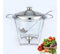 Set da Buffet con Scaldavivande Rotondo con Coperchio in Acciaio Inox E Cucchiaio, Porta-combustibile, per Buffet, Matrimoni, Feste, Banchetti, Eventi di Catering, Silver