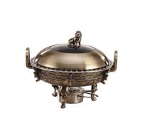 Set da buffet con scaldavivande, vassoio scaldavivande resistente con coperchio, contenitore termico rotondo in acciaio inox, scaldavivande for catering, buffet e banchetti for feste, matrimoni(Brass)