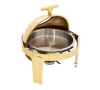 Set da buffet rotondo Chafing Dish in acciaio inox 201, coperchio Roll Top, capacità 6L, oro/argento, con vasca d'acqua e porta combustibile, diametro 40 cm