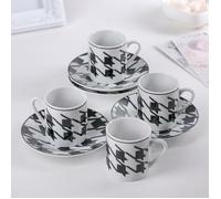 Set da caffè per 4 persone "Cubismo" 4 tazzine 80ml + 4 piattini 11cm