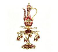 Set da caffè turco, caffettiera vintage con 6 tazze di caffè, set da tè di lusso con vassoio, cerimonia del tè decorativa for il tea party a casa(Red)