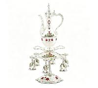 Set da caffè turco, caffettiera vintage con 6 tazze di caffè, set da tè di lusso con vassoio, cerimonia del tè decorativa for il tea party a casa(Silver)