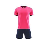 Set da calcio per bambini con pantaloncini e t-shirt, tuta da allenamento per la scuola, divisa sportiva in rete traspirante, tinta unita (colore rosa, 6-7 anni)