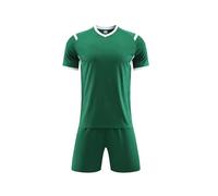 Set da calcio per bambini con pantaloncini e t-shirt, tuta da allenamento per la scuola, divisa sportiva in rete traspirante, tinta unita (colore verde, 9-10 anni)