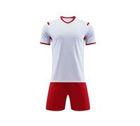Set da calcio per bambini con pantaloncini e t-shirt, tuta da allenamento per la scuola, in PE, divisa sportiva in rete traspirante, tinta unita, colore: bianco, 13-15 anni