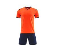 Set da calcio per bambini con pantaloncini + maglietta, tuta in PE per la scuola, divisa sportiva in rete traspirante, tinta unita (arancione, 9-10 anni)