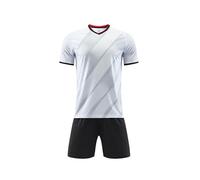 Set da calcio per bambini, ragazzi e ragazze, set da allenamento per calcio, pantaloncini larghi + t-shirt, tuta da ginnastica in PE traspirante in rete, abbigliamento sportivo (bianco, 7-8 anni)