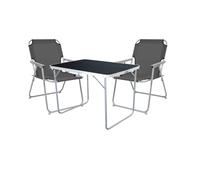 Set da campeggio 3 pezzi tavolo da campeggio nero + 2 x sedia da campeggio se...