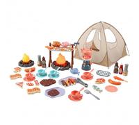 Set da campeggio per bambini con luci e suoni - 47 pezzi di giocattoli finti con tenda da gioco pop-up, falò realistico e attrezzatura da cucina per avventure per bambini al chiuso all'aperto
