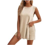 Set da casa da donna senza maniche gilet top elastico in vita pantaloncini set due pezzi vestito da donna maglia a costine abbigliamento per la casa sport estivo Co Ord Set tuta da donna Casual