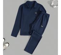 Set da casa uomo in tessuto a nido d'ape, composto da polo e pantaloni, di buona qualità e vestibilità comoda L,M,SLettereTessuto