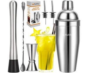 Set da Cocktail Con Shaker Kit Barman Inox Professionale Preparazione Bevande
