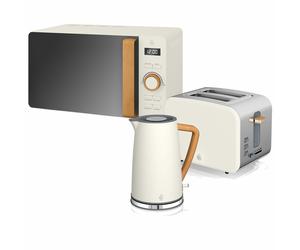 Set da colazione Bollitore Tostapane Pane Microonde 20L Bianco Nordic 2200W SWAN