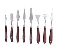 Set da coltello da tavolozza 8pcs, coltello da pittura in acciaio inossidabile, coltelli da pallet spatola di pittura con manico in legno, disegnare spatola pallet di raschietta