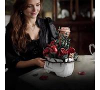 Set da costruzione con teschio gotico per adulti, stile gotico horror, vaso per piante con scheletro, decorazione per la casa, collezione botanica di fiori artificiali, regalo per Halloween, set di