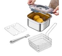 Set da Cottura da Campeggio - Pentola Quadrata da 2500 Ml, Costruzione Compatta Leggera | Kit di Pentole per Escursioni, Padella Friggitrice per Viaggi nella Natura