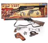 Set da cowboy - fucile, revolver, manette e stella da sceriffo per capsule