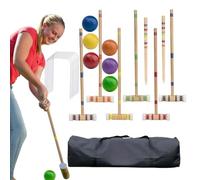 Set da croquet per sei giocatori - Kit da gioco portatile per 6 giocatori, pallina colorata, paletti Wickets Borsa Oxford per palline colorate riutilizzabili | Prato Cortile Cortile all'aperto