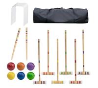 Set da Croquet Portatile in Legno per 6 Giocatori, Attrezzatura da Bowling Riutilizzabile in Legno per Divertimento in Famiglia nel del Cortile | Lunga Durata Gioco di Gruppo per Bambini, Adulti