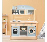 Set da cucina giocattolo in legno ROBUD - con suoni realistici, macchina per il ghiaccio, frigorifero e forno, centro giochi di finzione verde e oro, grande cucina giocattolo con oltre 20 accessori, r