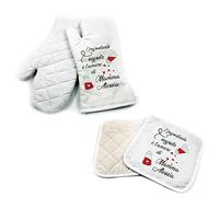 Set da Cucina Guanto da Forno e Presina Festa della Mamma Personalizzato Idea Regalo Speciale Compleanno Natale per la Mamma Cucina Famiglia l'ingrediente segreto è l'amore di mamma con tuo nome