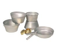 5Pc Alluminio Camping Cook Set Pan Stufa 2 Pots Bushcraft Alcool Bruciatore Viag