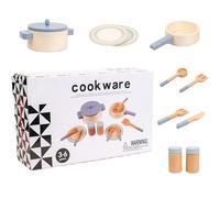 Set da cucina in legno completo per bambini - questo set di cottura pronto per giocare include un barattolo in legno e che lascia i bambini al rotolamento come piccoli chefs Preparing