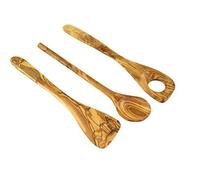 Set da cucina in legno d'ulivo, 3 pezzi, spatola, cucchiaio da cucina, cucchiaino da risottolo