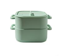 Set da cucina in silicone, 2 pezzi, per cottura a vapore per microonde, per una conservazione rapida e sana degli alimenti (verde